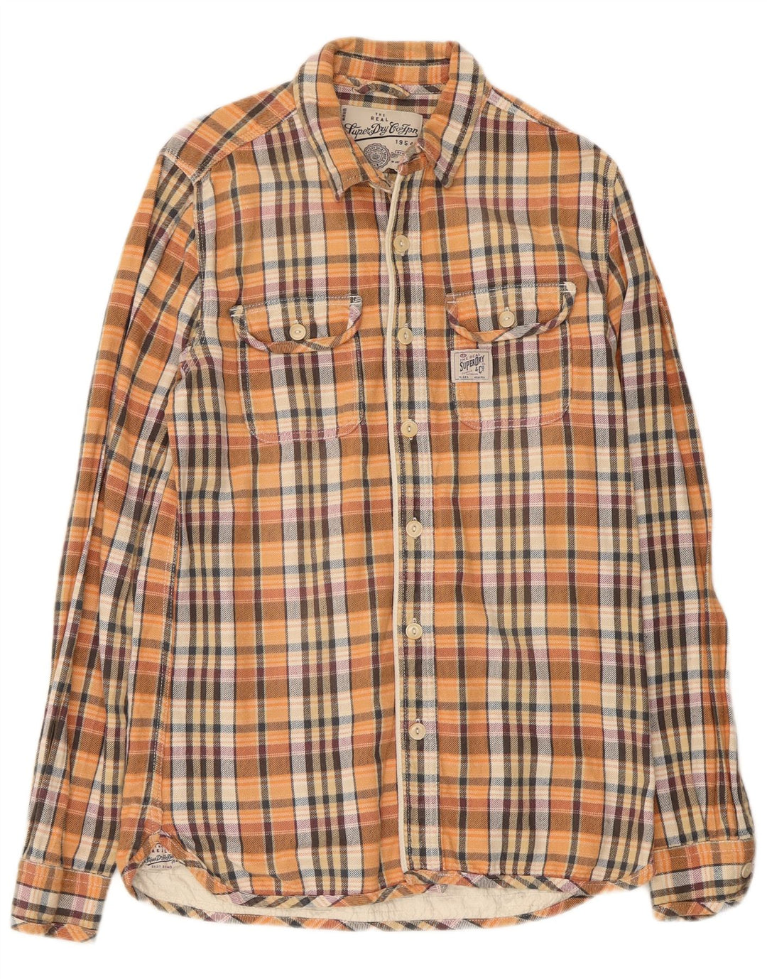 Мужская фланелевая рубашка Superdry, большая разноцветная клетка, хлопок