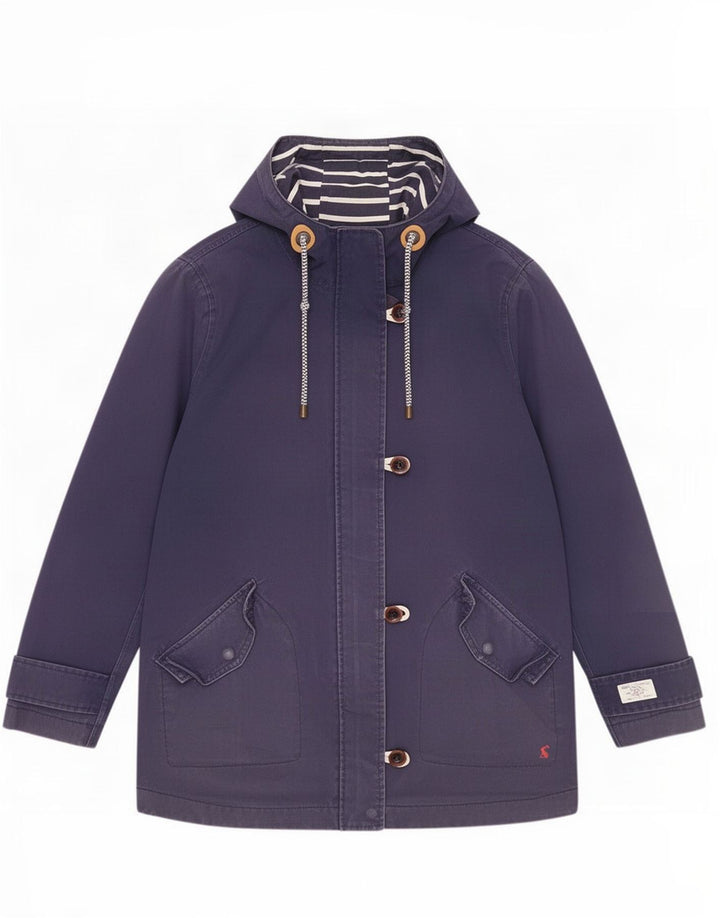 Женская дождевик с капюшоном Joules UK 12, средний темно-синий, хлопок