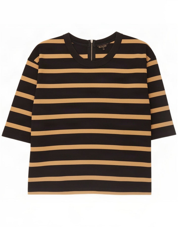 Женский топ Massimo Dutti с рукавом 3/4 UK 14, средний, черный в полоску