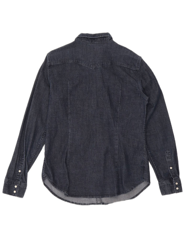 Женская джинсовая рубашка свободного покроя Levi's UK 16, большой размер, темно-синий, хлопок