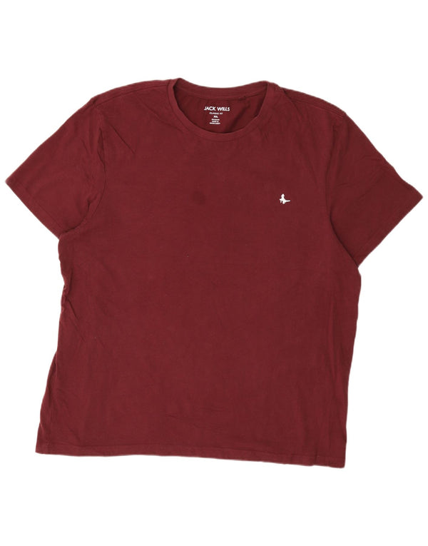 Jack Wills Мужская футболка классического кроя Топ 2XL Бордовый хлопок