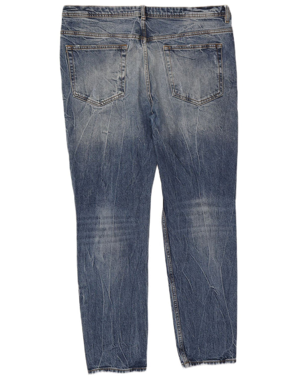 Мужские потертые узкие джинсы Zara EU 46 XL W36 L28, синие, хлопок