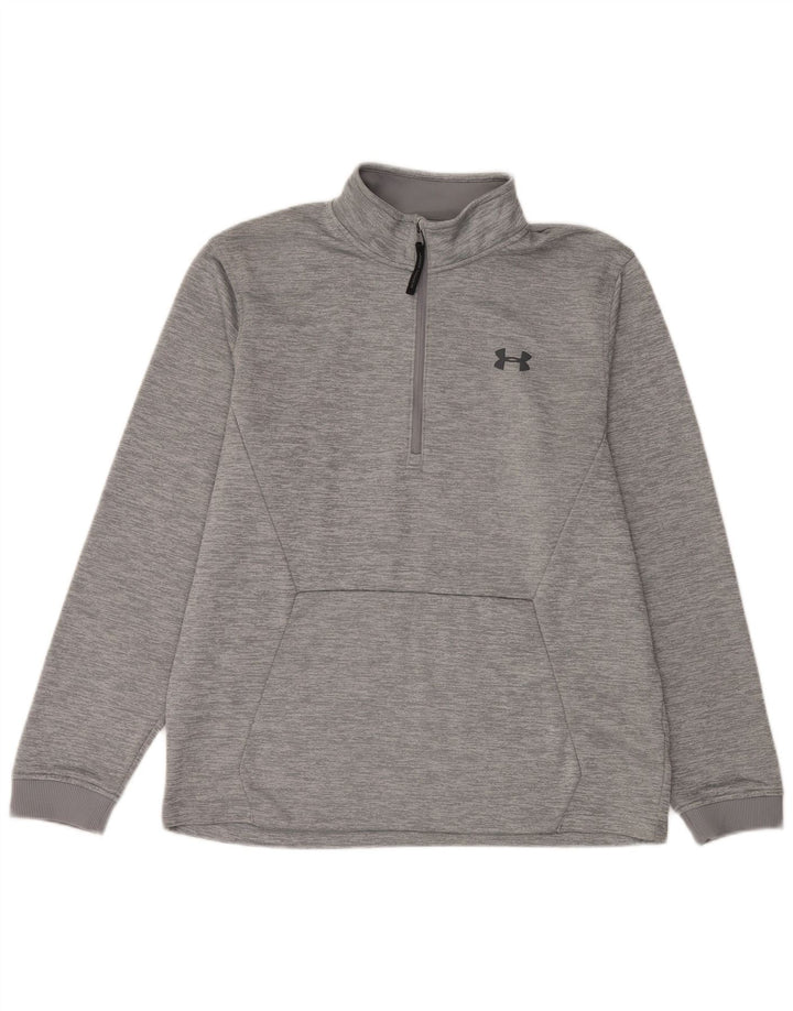 Мужской свитшот на молнии с рисунком Under Armour, большой серый в крапинку