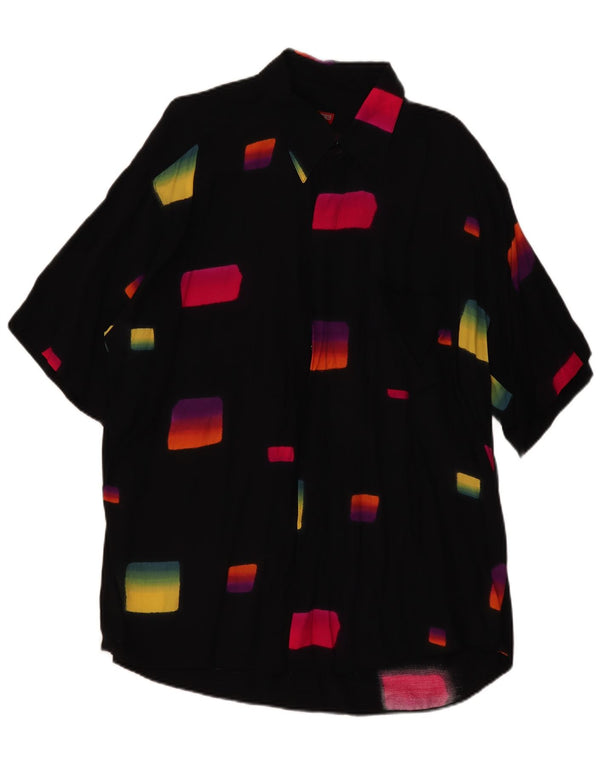 Мужская рубашка с коротким рукавом Tipo' S, 2XL, черная, вискоза с геометрическим рисунком