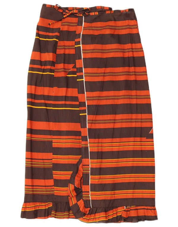 Винтажная женская юбка с запахом и высокой талией W28, средняя оранжевая полоска