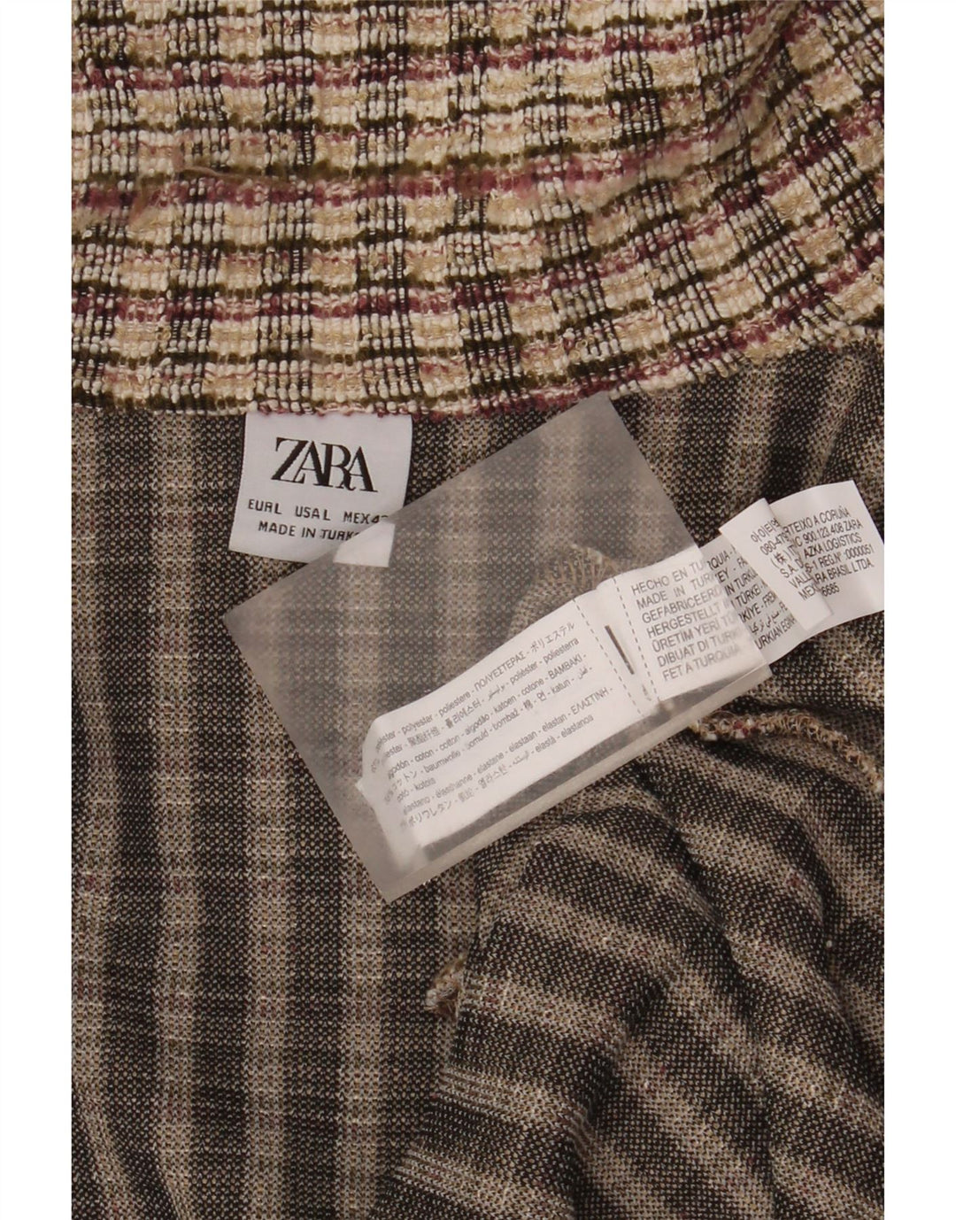Мужской кардиган Zara, большой бежевый полиэстер в клетку