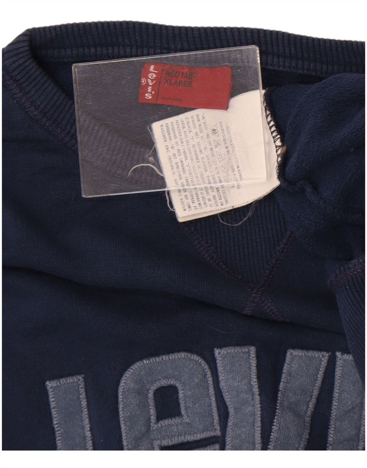 Мужской свитшот с рисунком Levi's, джемпер XL, темно-синий, хлопок