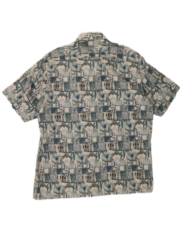 Мужская рубашка с коротким рукавом C&A, большая бежевая, хлопок с геометрическим рисунком