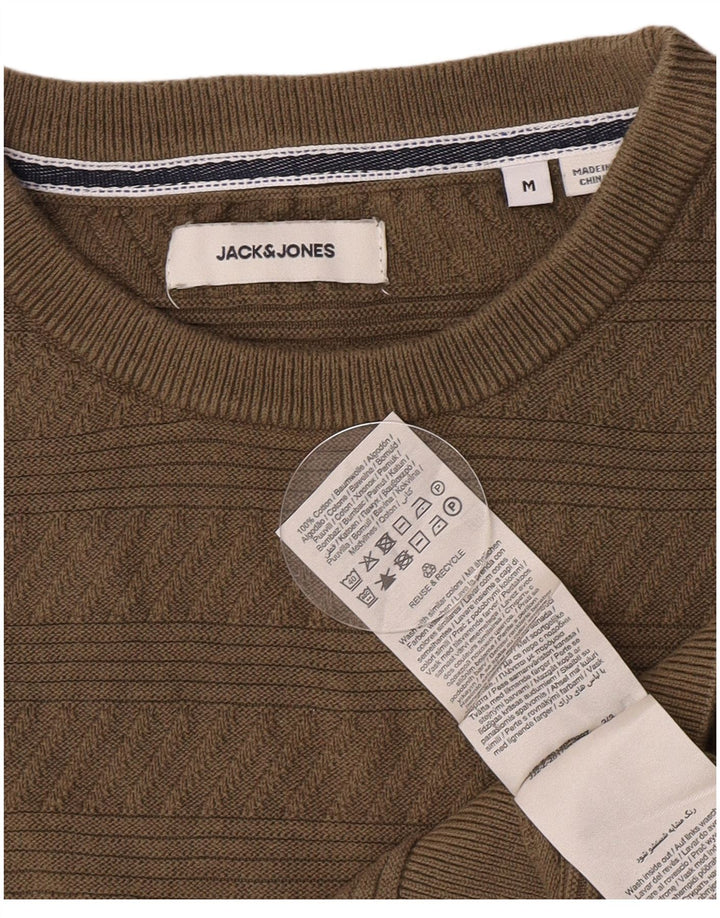 Мужской джемпер с круглым вырезом Jack & Jones, хлопковый свитер среднего зеленого цвета с геометрическим рисунком