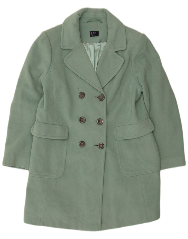 Женское двубортное пальто Marks & Spencer UK 16, большое зеленое шерсть