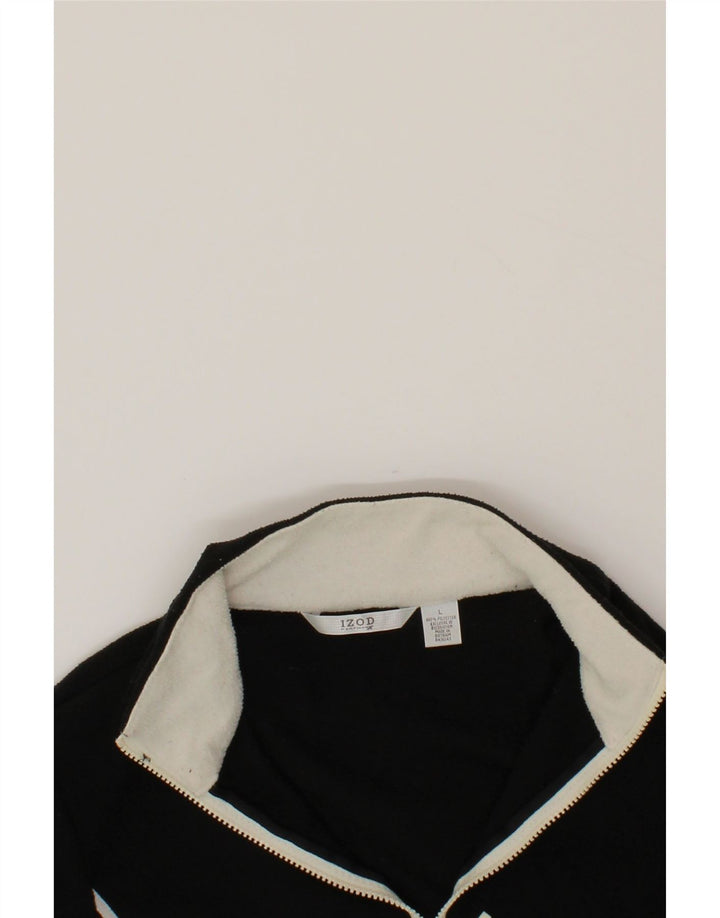 IZOD Womens Zip Neck Fleece Jumper UK 16 Large Black Polyester Vintage Izod and Second-Hand Izod from Messina Hembry 