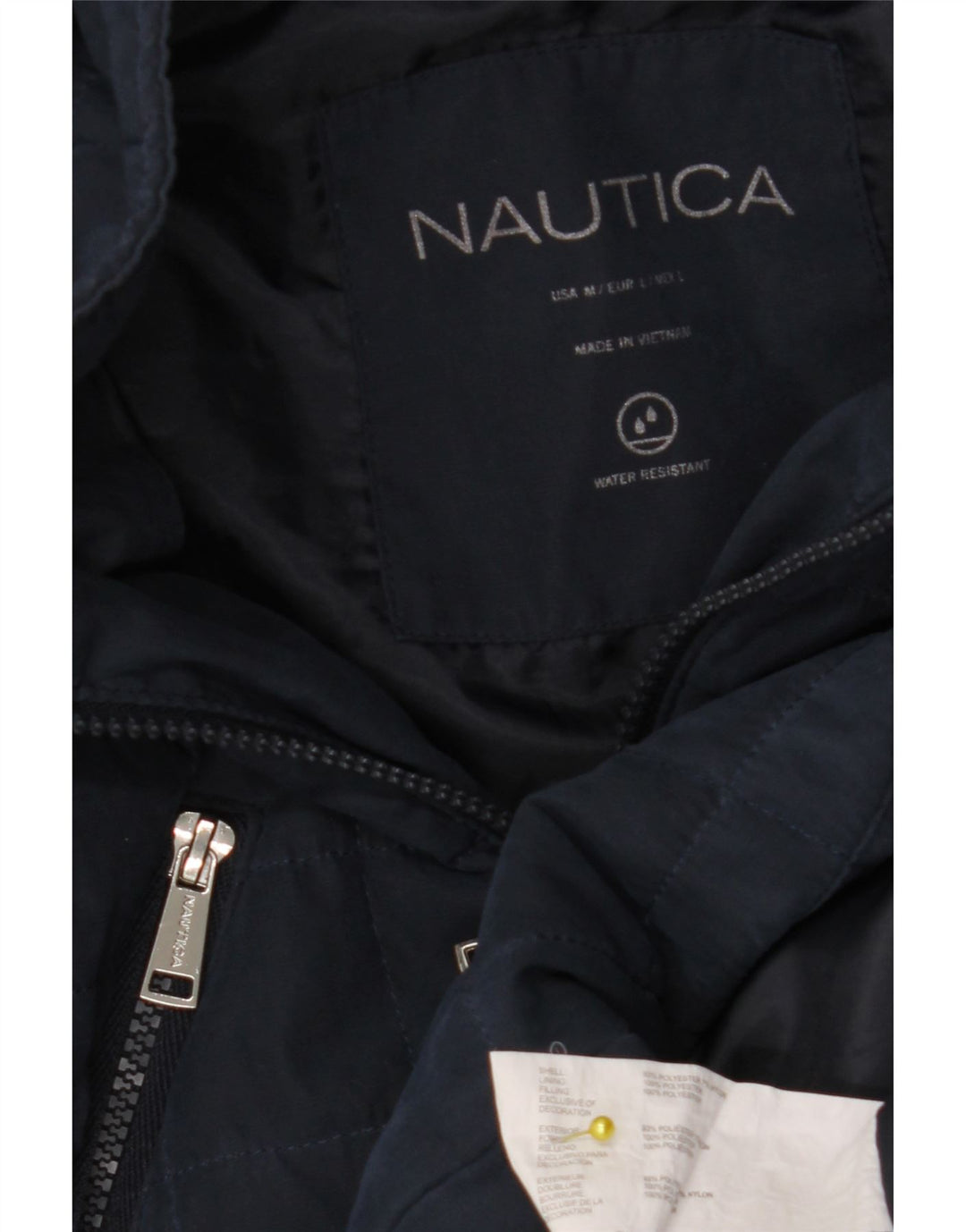 Женское стеганое пальто с капюшоном NAUTICA UK 14, большой темно-синий полиэстер