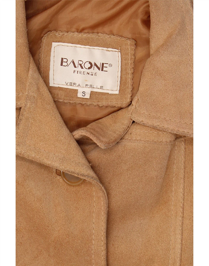 Женская замшевая куртка Barone UK 10, маленькая, бежевая кожаная