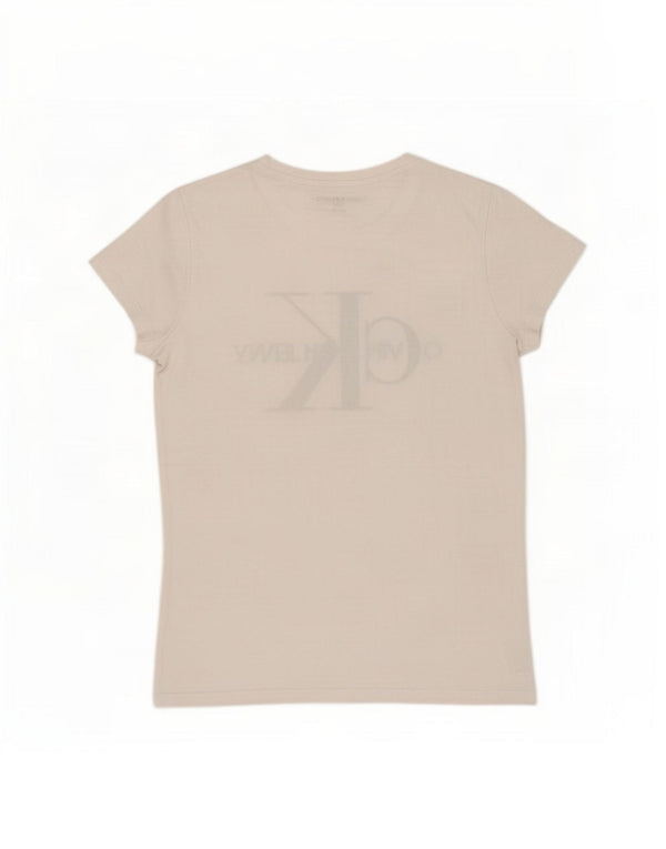 Женская футболка с рисунком Calvin Klein Jeans Top UK 10, маленькая, белый хлопок