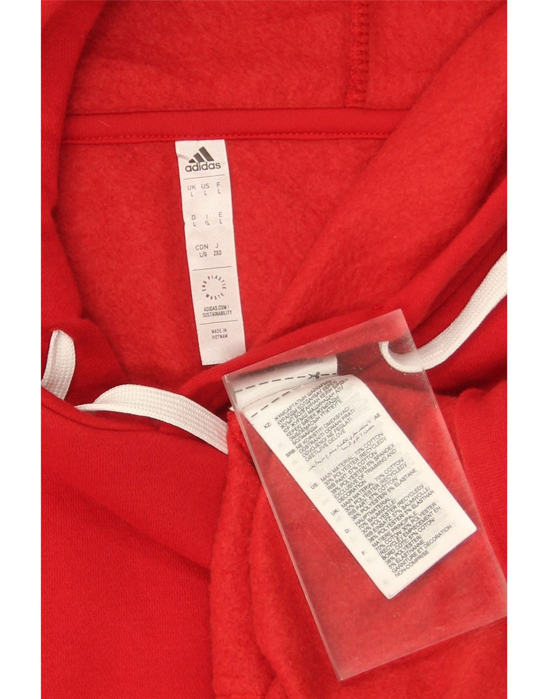 ADIDAS Mens Hoodie Jumper Large Red Cotton