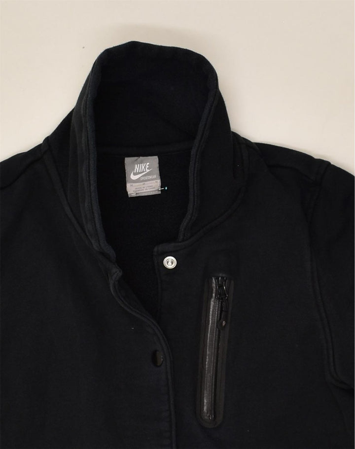 NIKE Womens Tracksuit Top Jacket UK 14 Medium Black Cotton | Vintage Nike | Thrift | Second-Hand Nike | Used Clothing | Messina Hembry 