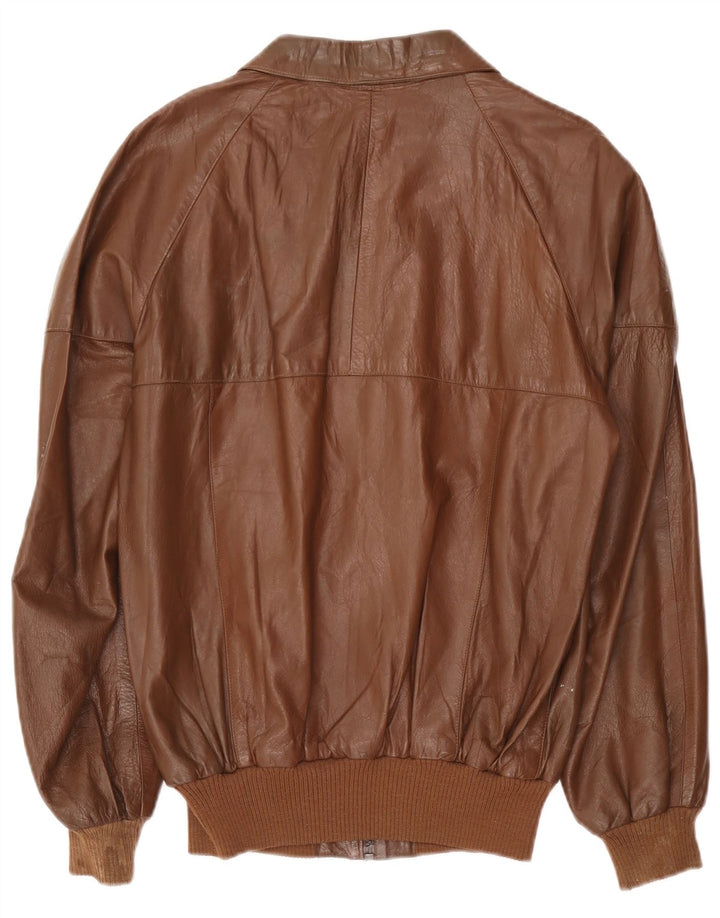 Винтажная мужская кожаная куртка UK 38 среднего коричневого цвета