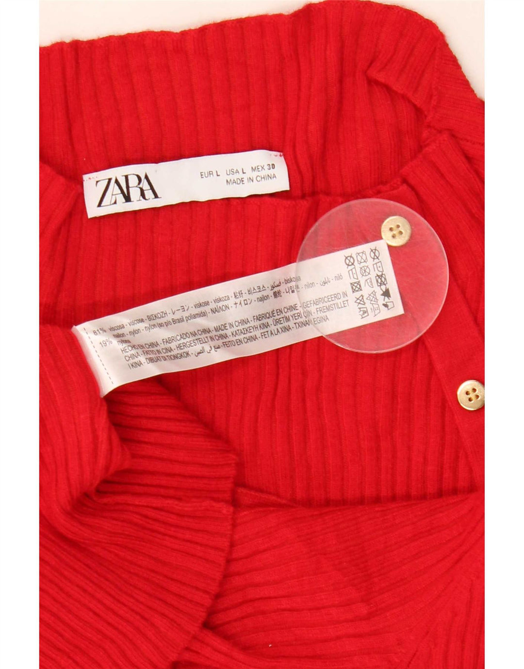 Женский джемпер с высоким воротником Zara UK 14, большой красный вискоза