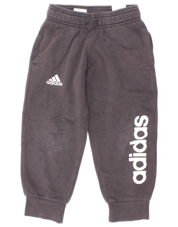 Adidas Спортивный костюм с графическим рисунком для мальчиков, брюки для бега, 4–5 лет, черный хлопок