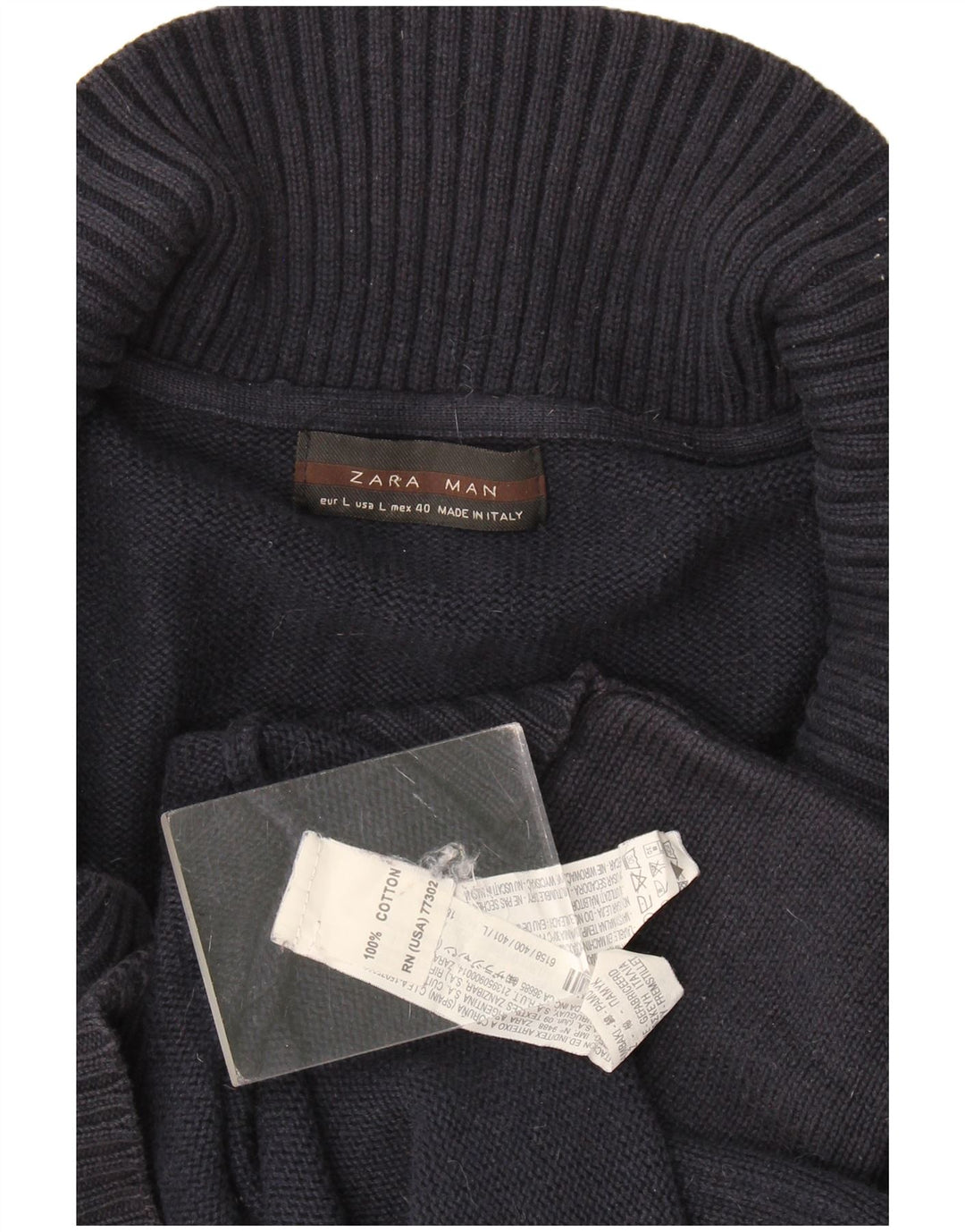Мужской кардиган Zara, большой темно-синий хлопковый свитер