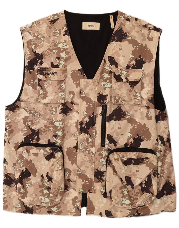 Мужской жилет VINTAGE Utility Gilet UK 40, большой размер, бежевый камуфляжный хлопок