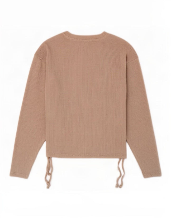 Женский топ Zara с длинным рукавом UK 10, маленький, бежевый, полиэстер