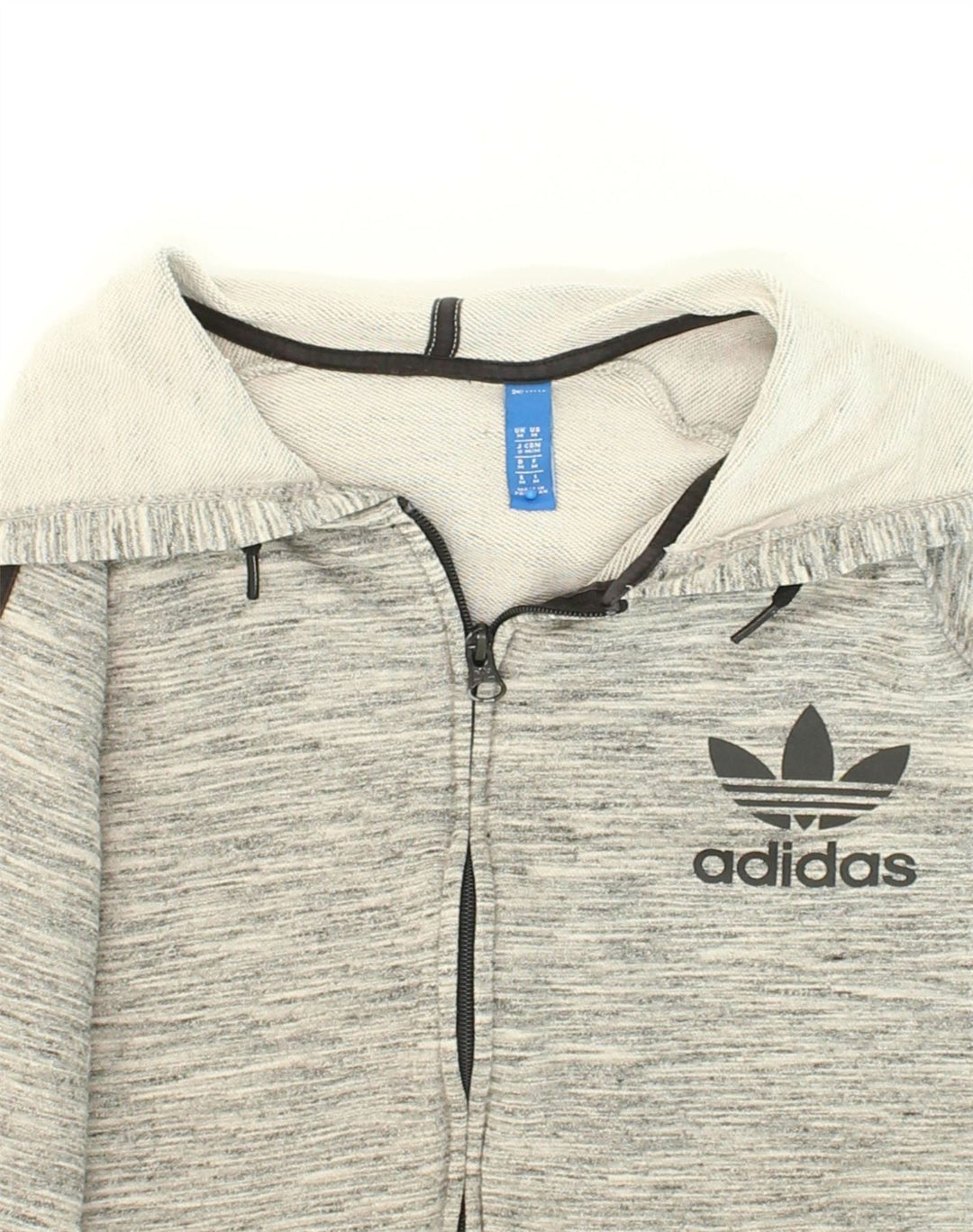 ADIDAS Мужской свитер с капюшоном на молнии среднего серого цвета, хлопок