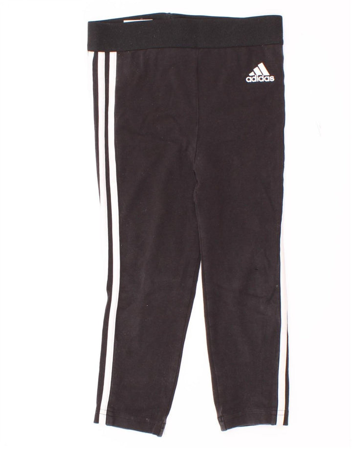 Леггинсы Adidas для девочек 2-3 лет, черные, хлопковые