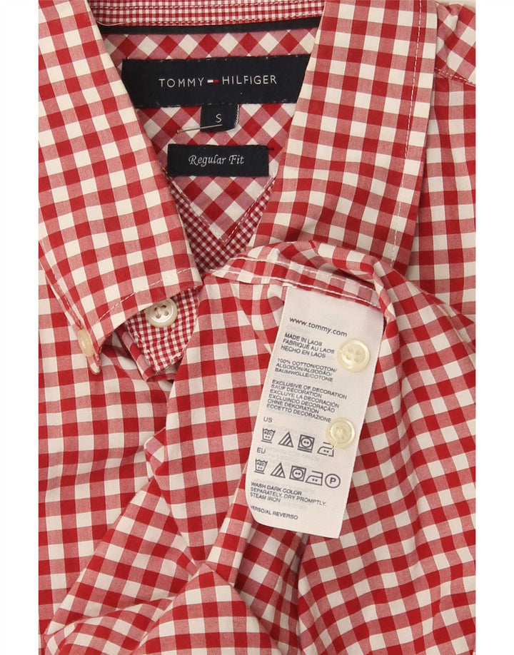 Tommy Hilfiger Мужская рубашка стандартного кроя, маленькая красная хлопковая клетка