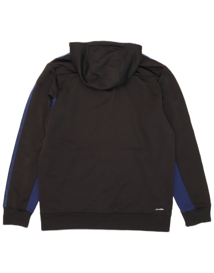 Мужской свитер с капюшоном Adidas Climalite на молнии, средний черный, полиэстер с цветными блоками