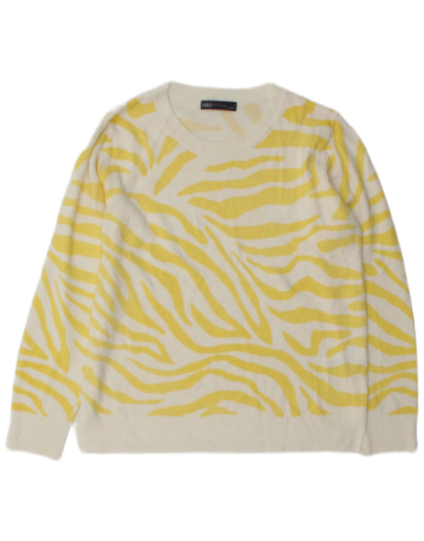 Marks & Spencer Womens Boat Neck Jumper Sweater UK 14 Large Yellow
