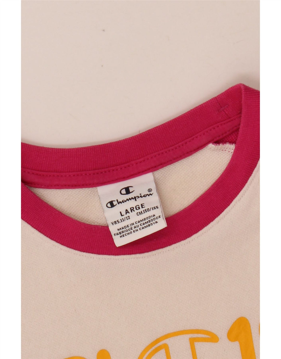 Свитшот CHAMPION для девочек, джемпер 11-12 лет, большой розовый с цветными блоками