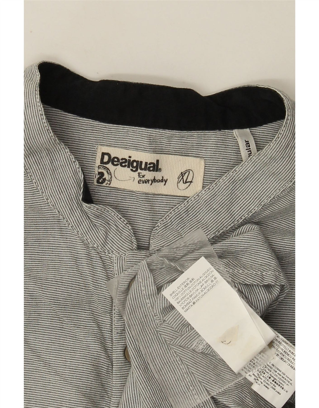 Мужская пуловерная рубашка стандартного кроя Desigual XL, серая, хлопковая в тонкую полоску