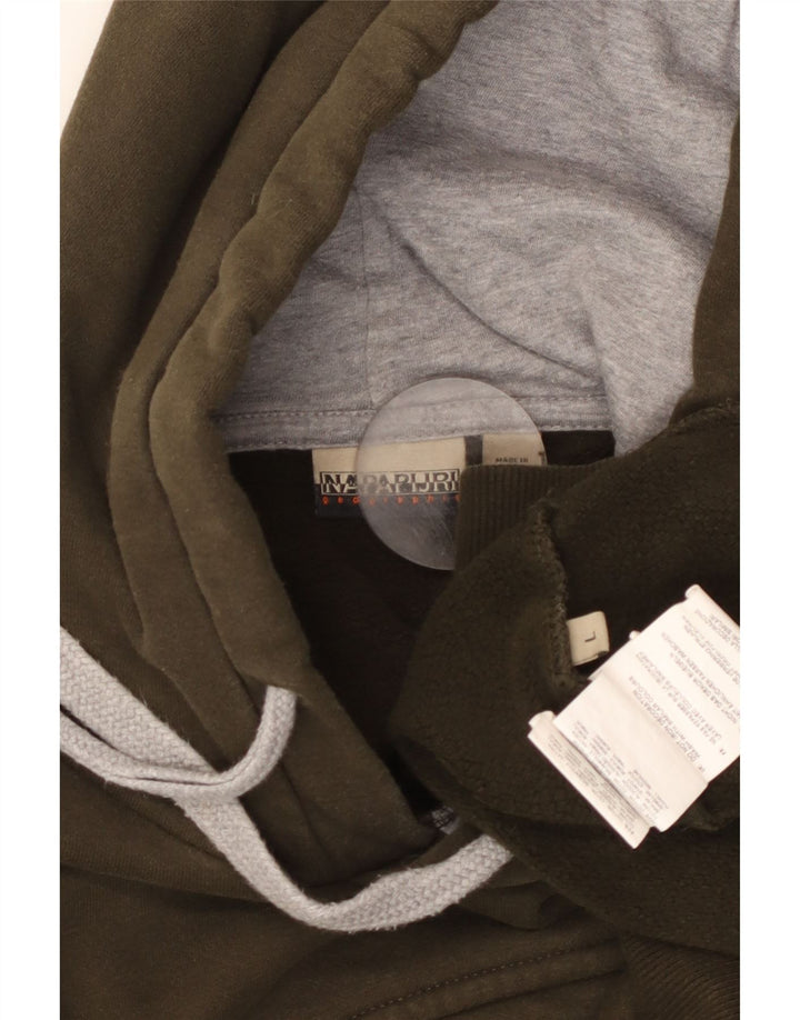 NAPAPIJRI Мужской джемпер с капюшоном с географической графикой, большой размер, цвет хаки, хлопок