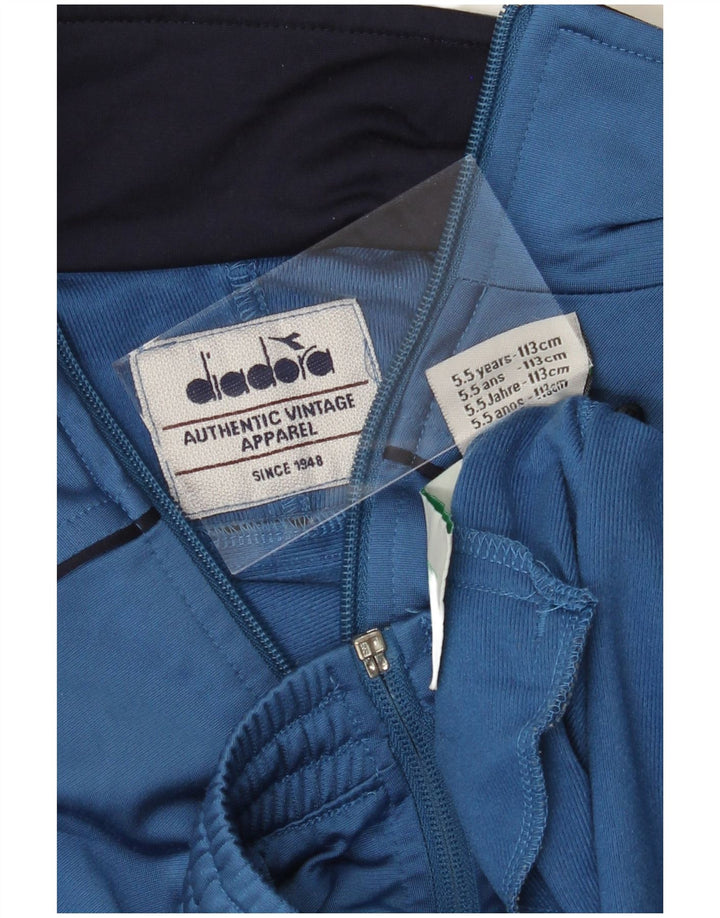DIADORA Boys Graphic Tracksuit Top Jacket 5-6 Years Blue Colourblock