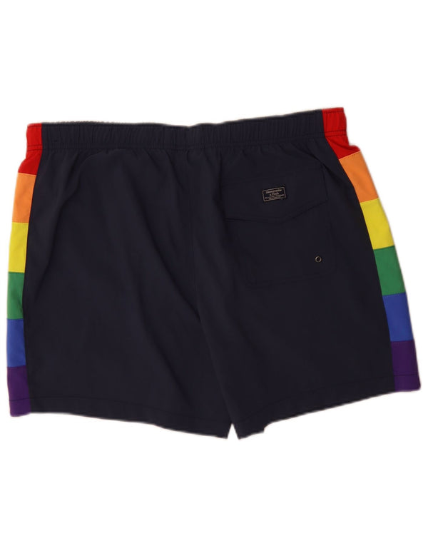 Мужские шорты для плавания Abercrombie & Fitch XL, синие, спортивные с цветными блоками