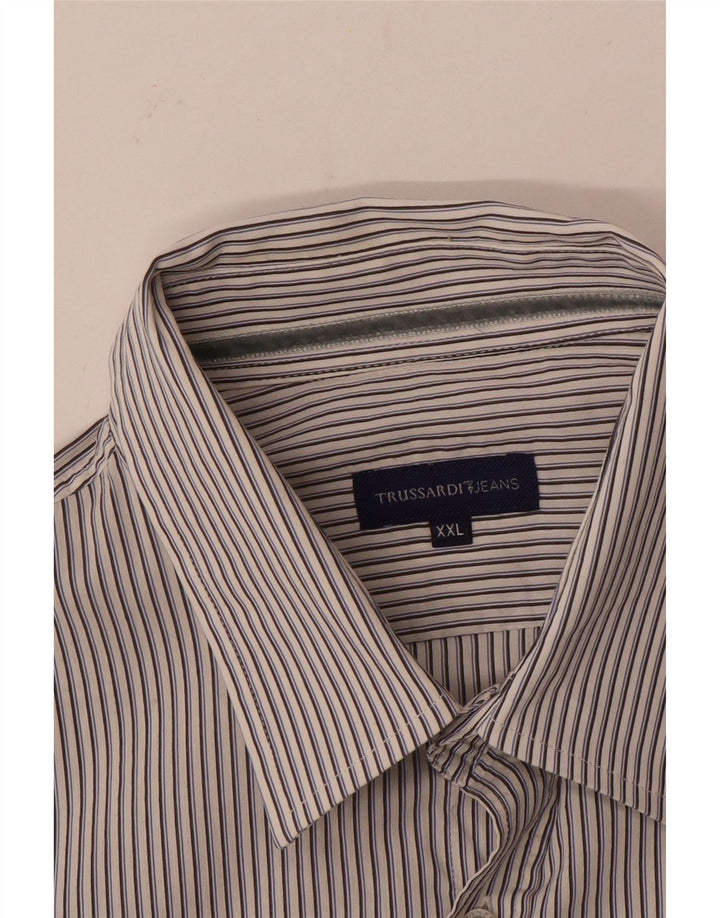 Мужская рубашка Trussardi Jeans 2XL белая в полоску