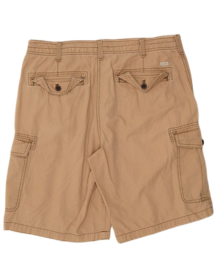 IZOD Мужские шорты-карго для соленой воды W34, большие, бежевые, в клетку, хлопок