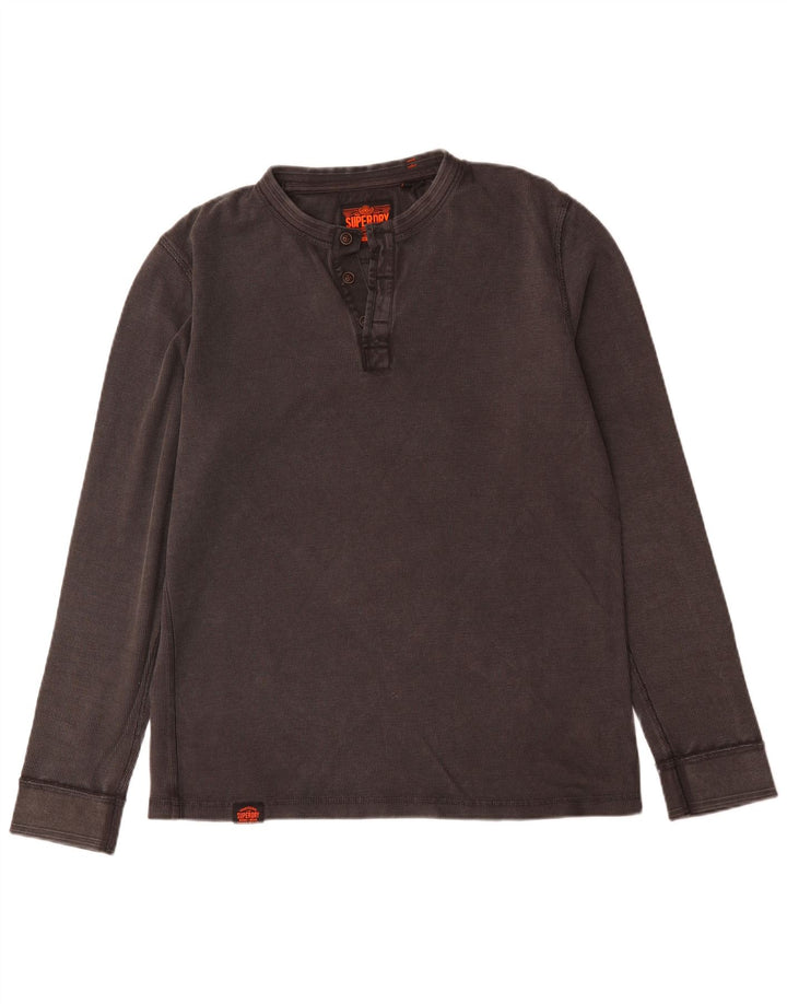 Мужской топ Superdry с длинным рукавом, большой серый хлопок