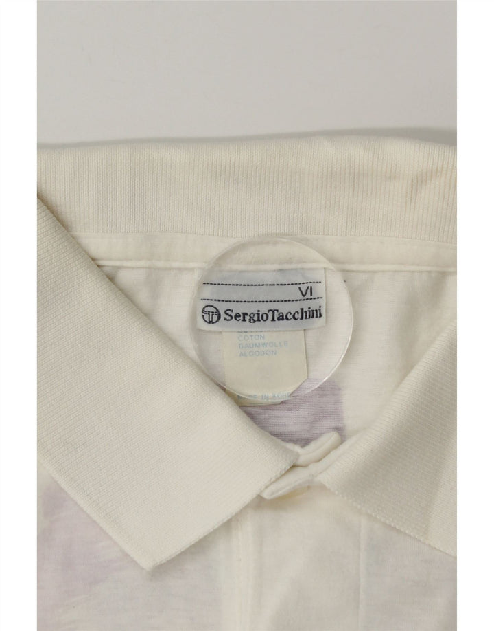 Мужская рубашка-поло с рисунком Sergio Tacchini, большая белая хлопковая ткань тай-дай
