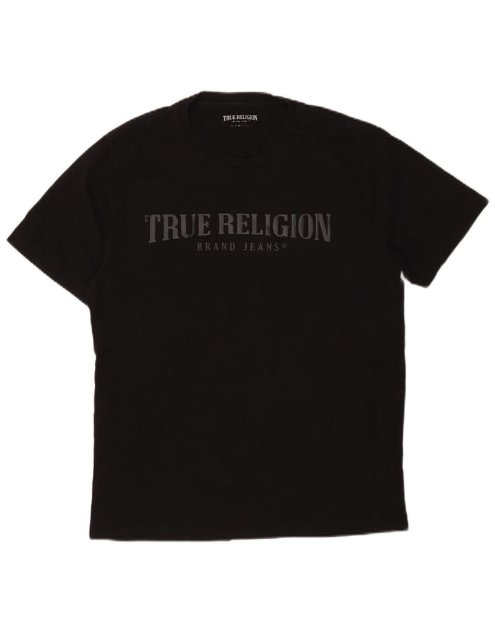 Мужская футболка с рисунком True Religion, топ среднего размера, черный хлопок, хлопок