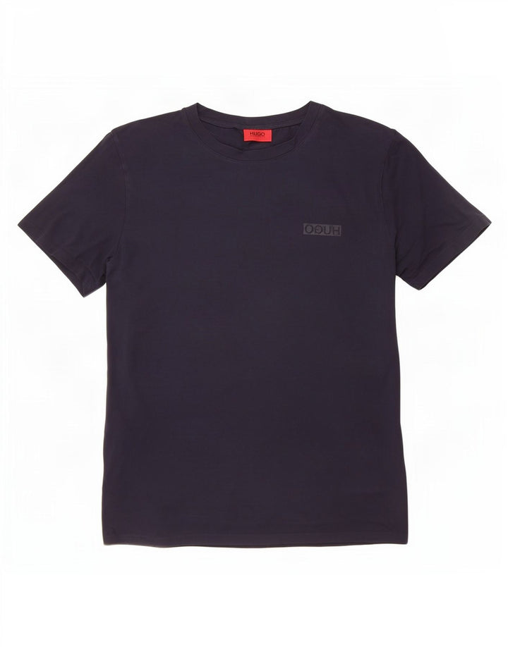Мужская футболка Hugo Boss, темно-синий, хлопковый топ среднего размера