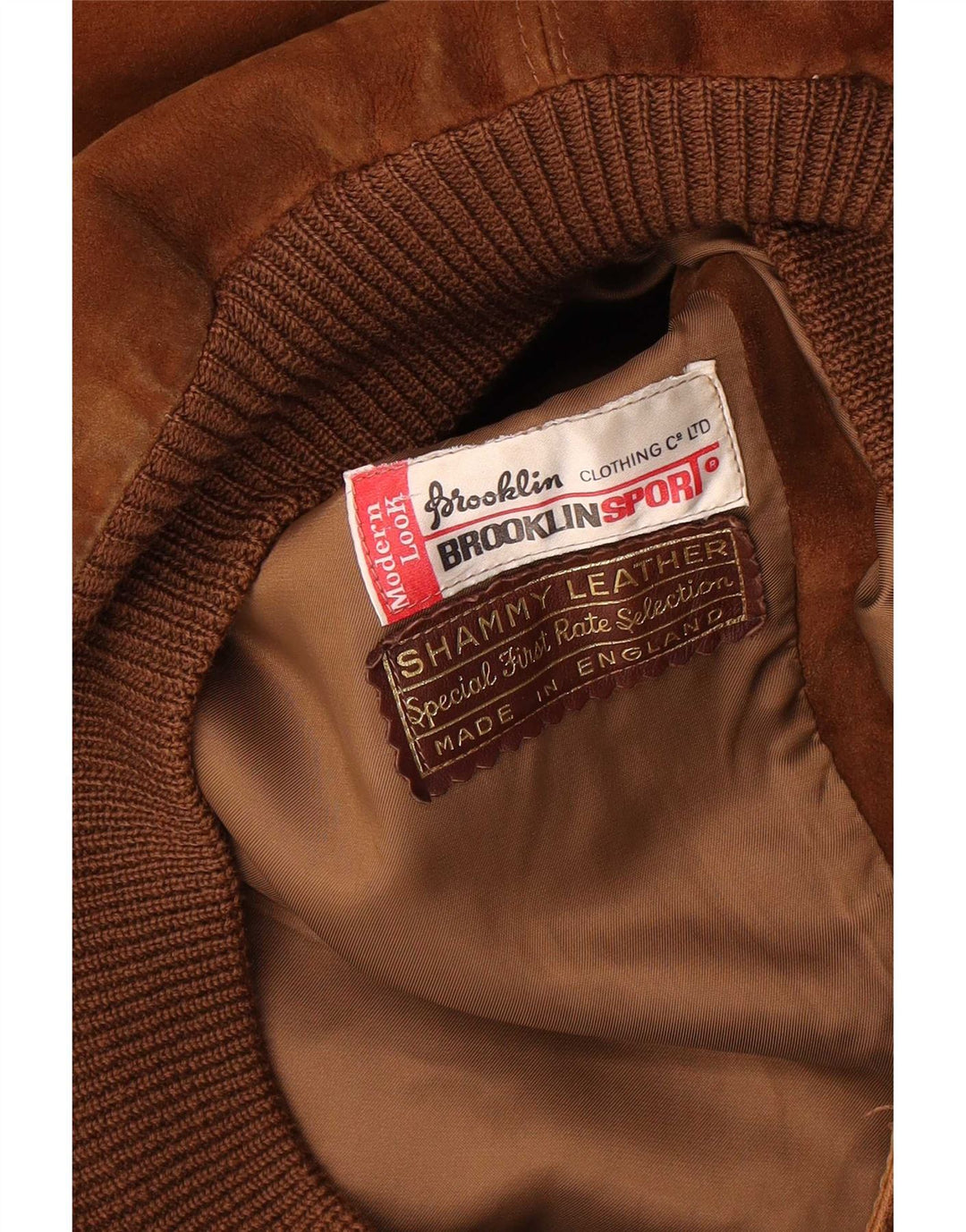 Винтажная мужская замшевая куртка-бомбер UK 38, кожа среднего коричневого цвета
