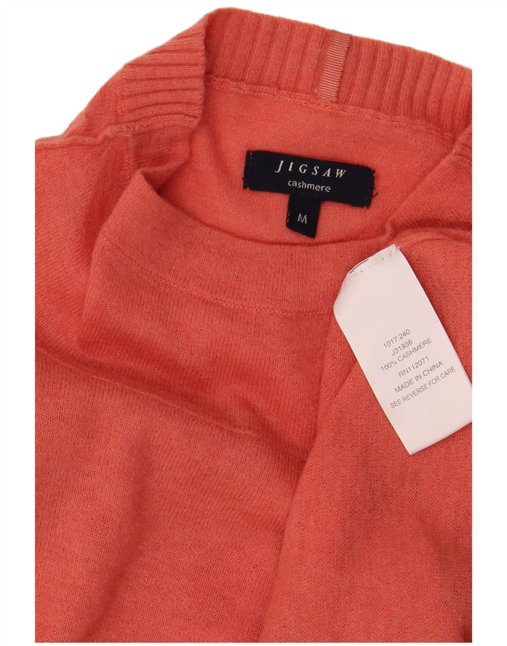 Женский джемпер с высоким воротником JIGSAW, кашемировый свитер среднего розового цвета, Великобритания 12