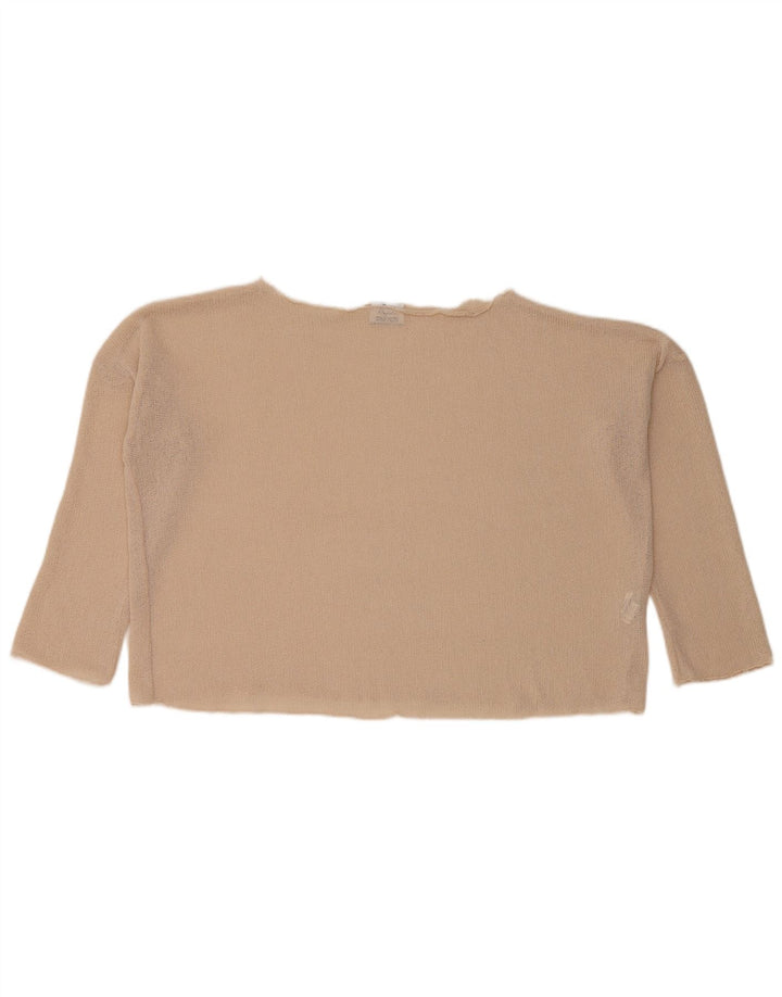 Женский укороченный топ оверсайз Zara с рукавом 3/4, UK 10, маленький, бежевый, полиэстер