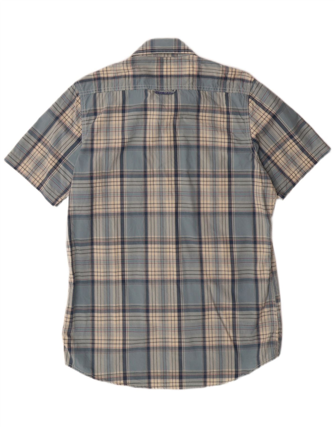 SUPERDRY Мужская рубашка с коротким рукавом XL, синяя клетка, хлопок