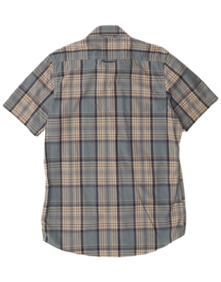 SUPERDRY Мужская рубашка с коротким рукавом XL, синяя клетка, хлопок