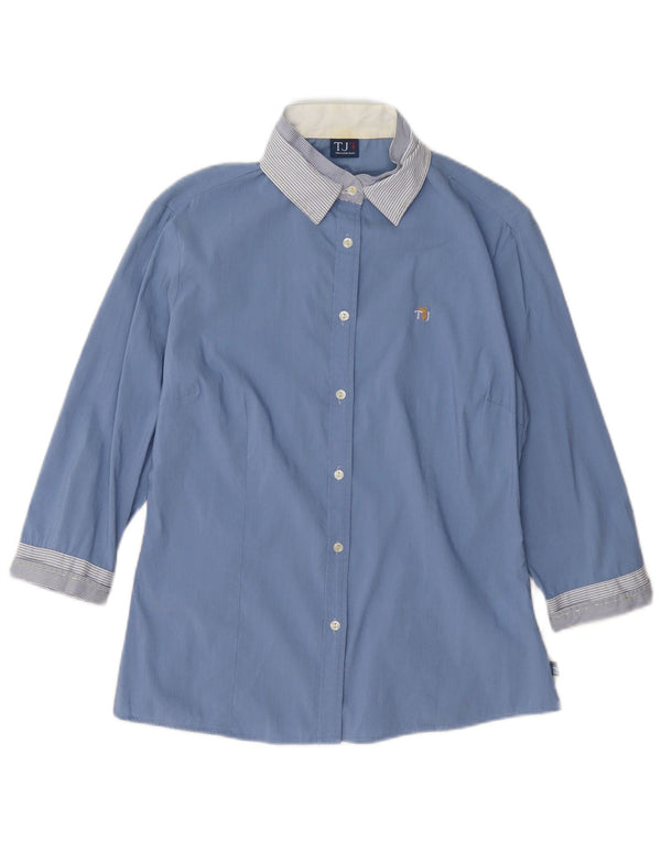 Джинсы Trussardi Jeans Женская рубашка с рукавом 3/4 UK 12, средний синий в тонкую полоску