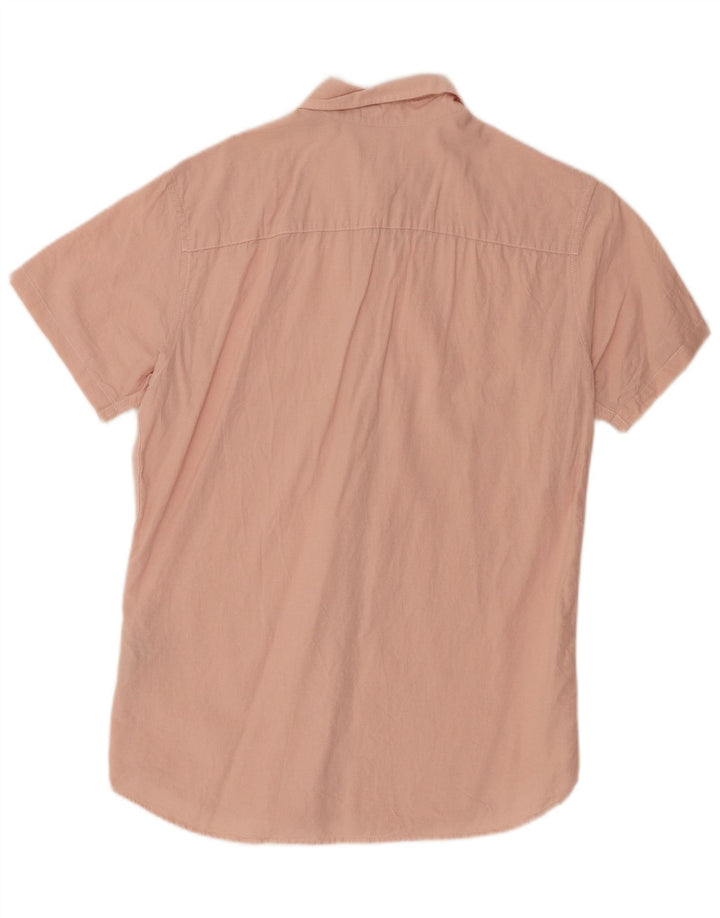 Мужская рубашка с коротким рукавом Jack & Jones из хлопка среднего розового цвета