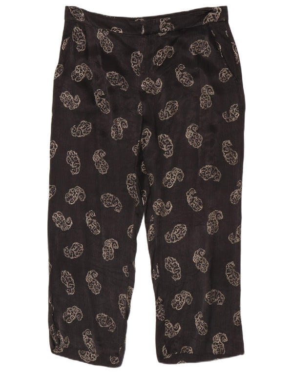 Женские укороченные брюки Zara большие W30 L24 черные с пейсли